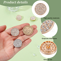 16 шт. 2-цветные пуговицы из цинкового сплава с 1 отверстиями и стразами BUTT-GA0001-38