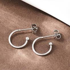 Серьги-гвоздики из нержавеющей стали 304 в форме буквы С&nbsp;EJEW-Z154-01P-01