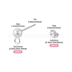 30 pièce de boucles d'oreilles à tige en acier inoxydable 304&nbsp;STAS-TADJ0001-02