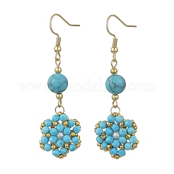 Pendientes colgantes trenzados de magnesita natural&nbsp;EJEW-MZ00789-01