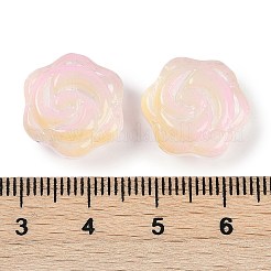 透明スプレーペイントガラスビーズ  ローズ  パールピンク  15x15x8mm  穴：1.2mm&nbsp;GLAA-H035-05D
