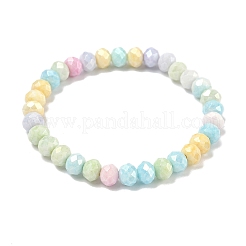 AB カラー ファセット ロンデル ガラス ビーズ ストレッチ ブレスレット (女性用)  カラフル  内径：2-1/8インチ（5.5cm）  ビーズ：7~7.5mm&nbsp;BJEW-PH01820-05