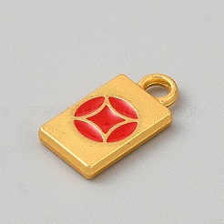 合金エナメルチャーム  麻雀  ゴールドカラー  15.5x8x2mm  穴：2mm&nbsp;FIND-WH0816-079G-06