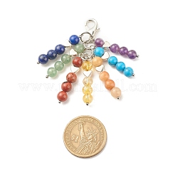 Décorations de pendentif de pompon perlé de pierre gemme de thème de chakra&nbsp;HJEW-JM00684