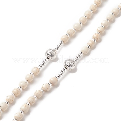 Ожерелье из четок из натуральной лавы и синтетической бирюзы&nbsp;NJEW-JN04237-02