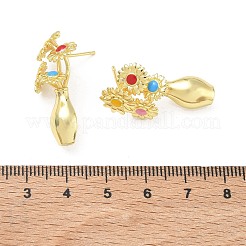 Orecchini a bottone in ottone smaltato da donna&nbsp;EJEW-A168-01G
