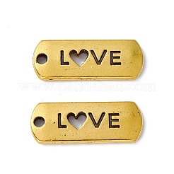 Тибетский стиль сплава прямоугольник с подвесками слов любви&nbsp;LS-TIBEP-Q043-069AG-RS