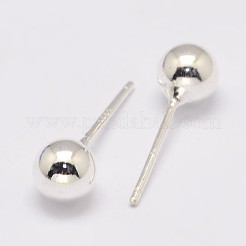 925スターリングシルバースタンドピアス  ボール  銀  13.5x2mm  ピン：1mm&nbsp;STER-K028-01S-2mm