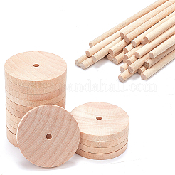 Набор из 100 колеса и 50 палочек из необработанного дерева схима&nbsp;DIY-OC0014-38B