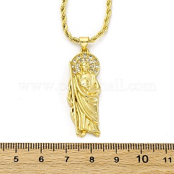 Halsketten mit Anhänger aus Messing mit Mikropflaster und klarem Zirkonia&nbsp;NJEW-C071-01C-G