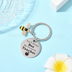 Подарок на день учителя 201 нержавеющая сталь плоский круглый с брелоками в виде слов KEYC-FS0001-09