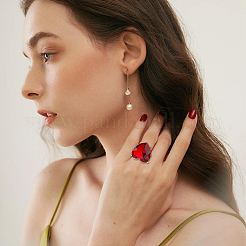 4шт. набор регулируемых колец в форме сердца из стекла 4 цветов RJEW-FI0001-11