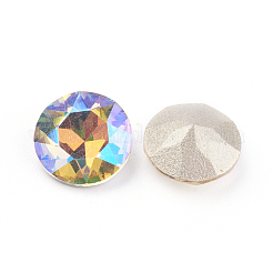 Cabochons de strass pointu dos et dos plaqué en verre&nbsp;RGLA-J012-8mm-001PS