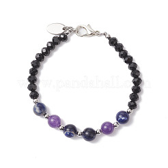 6 bracciale con perline rotonde in vetro e pietre preziose naturali e sintetiche&nbsp;BJEW-JB12210