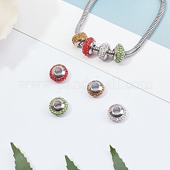 Rondelle 304 нержавеющая сталь полимерная глина стразы европейские бусины GPDL-UN0001-01