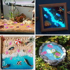 12 шт. светящиеся полупрозрачные смоляные кабошоны в виде морских животных&nbsp;RESI-TA0004-56B