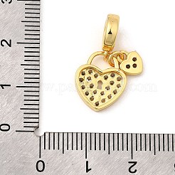 Латунные микро-паве прозрачные кубические цирконии сердечки европейские подвески-шармы KK-I359-08G