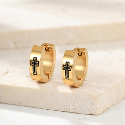Серьги-кольца из нержавеющей стали в стиле минимализма хип-хоп с крестом 201 YA3069