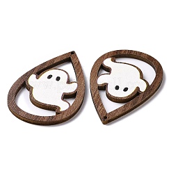 Thème halloween simple face imprimé bois de tremble gros pendentifs&nbsp;WOOD-G015-05I