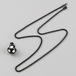 Collana con ciondolo a forma di pallone da calcio in acciaio inossidabile 304 con catene a scatola per donna&nbsp;NJEW-SZC0003-01EB