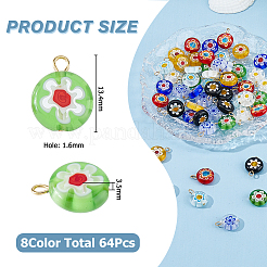 64 шт. подвески из стекла миллефиори ручной работы&nbsp;PALLOY-HS00030