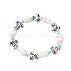 Bracelets extensibles en coquillages naturels et perles en alliage sur le thème de l'océan pour hommes et femmes&nbsp;BJEW-JB12387-02