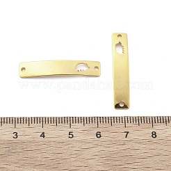 201 ステンレス鋼リンク/コネクター  中が空洞の動物が描かれたカーブ長方形  空白タグのスタンプ  18KGP本金メッキ  30x6x1mm  穴：1.4mm&nbsp;STAS-S158-06G