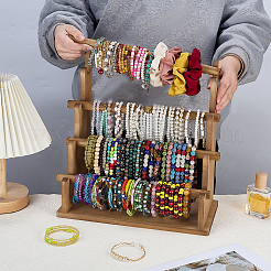 Présentoirs à bracelets en bois à 4 niveau&nbsp;BDIS-WH0010-16B