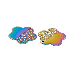 イオンプレーティング（IP）304ステンレスペンダント  花のチャーム  虹色  23x23.5x1mm  穴：1.5mm&nbsp;STAS-B031-21R