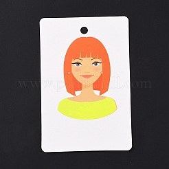 紙のピアスディスプレイカード  イヤリングホルダーカード  女の子の模様と長方形  緑黄  9x6x0.03cm  穴：5mmと1mm&nbsp;DIY-B061-05G