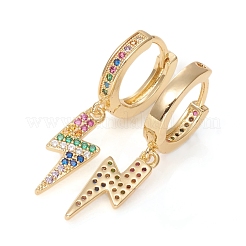 Серьги-кольца из латуни с микро-паве из фианита EJEW-G276-21G