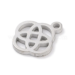 変色しない304ステンレススチールチャーム  レーザー切断  ステンレス鋼色  花  10x8x1mm  穴：1mm&nbsp;STAS-K286-01J-P