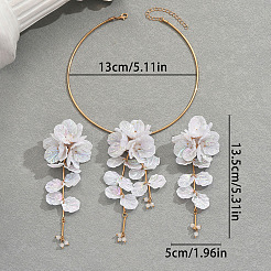 Комплект из колье-чокера и серег-гвоздиков с цветочным кулоном из цинкового сплава и смолы для женщин&nbsp;FS-WG35C3B-01