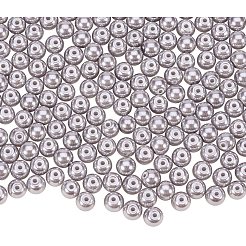 真珠光沢のある環境に優しい染色ガラスパールラウンドビーズ  ライトグレー  4~4.5mm  穴：0.7~1.1mm  約1000個/箱&nbsp;HY-PH0002-18-B