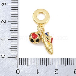 スポーツ真鍮エナメルヨーロピアンダングルチャーム  サッカーシューズとサッカーボール  18KGP本金メッキ  26mm  穴：4.5mm&nbsp;KK-CBA9AB3-11G