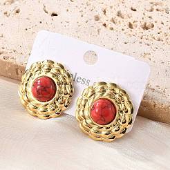 201 плоские круглые серьги-гвоздики из нержавеющей стали EJEW-P304-12G