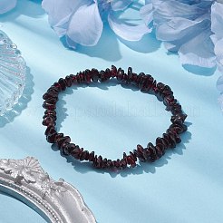 Эластичные браслеты из натурального граната с бисером для женщин и мужчин BJEW-JB10647-04
