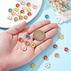 30本合金エナメルチャーム  ドーナツチャーム  ゴールドカラー  ミックスカラー  12.5x10x3mm  穴：1.5mm&nbsp;ENAM-CJ0005-56