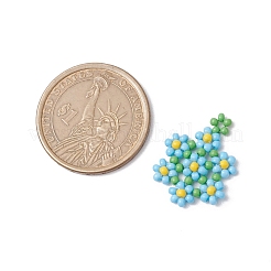 シードビーズ ビーズチャーム  花のペンダント  ミックスカラー  23x18x3mm  穴：1.5mm&nbsp;PALLOY-MZ00417