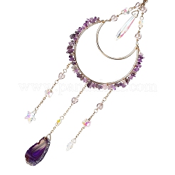 Подвески из лунного железа и натурального аметиста AJEW-Q143-09