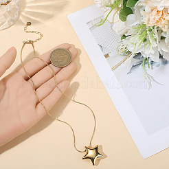 Collier avec pendentif rond en forme d'étoile en acier inoxydable 304&nbsp;NJEW-BBC0001-47G