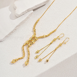 Комплекты из серег и ожерелий с кисточками из латунных бусин в стиле Ближнего Востока для женщин JQ7345