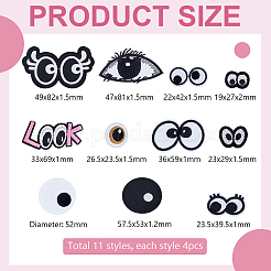 44 Stück 11 Stile Augen Polyester Stickerei zum Aufbügeln/Aufnähen Patches&nbsp;PATC-PH0001-60