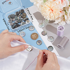 42 шт. 4 стиля 4-отверстия натуральные черные пуговицы-ракушки для губ&nbsp;SHEL-BBC0001-17