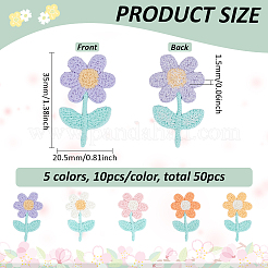 50 Stück Kostümzubehör mit Blumenstickerei aus Polyester in 5 Farben&nbsp;DIY-FG0006-92