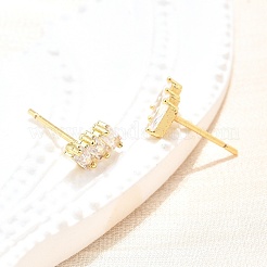 Тройные прямоугольные серьги-гвоздики из прозрачного кубического циркония EJEW-L234-083G