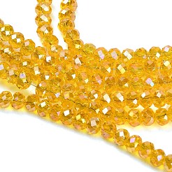 電気メッキガラスビーズセット  ロンデル  多面カット  ゴールド  3.5~4x2.5~3mm  穴：0.8mm  約148個/連  15.35''（39センチメートル）&nbsp;GL-CBAA615-02B