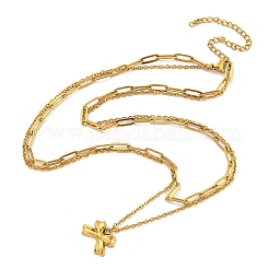 Ожерелья с подвесками-бантиками из нержавеющей стали 304&nbsp;LS-NJEW-L182-001G-02