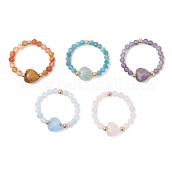 5 шт. кольца из натуральных драгоценных камней&nbsp;RJEW-TA00222