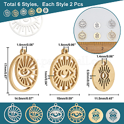 12 шт. 6 стиля подвески из нержавеющей стали 304&nbsp;STAS-AR0001-49